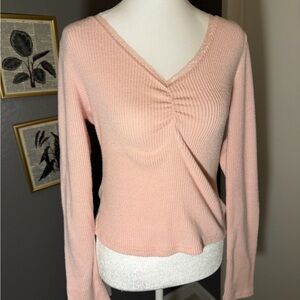 Wild Fable Light Pink Lace-Trimmed Sweater